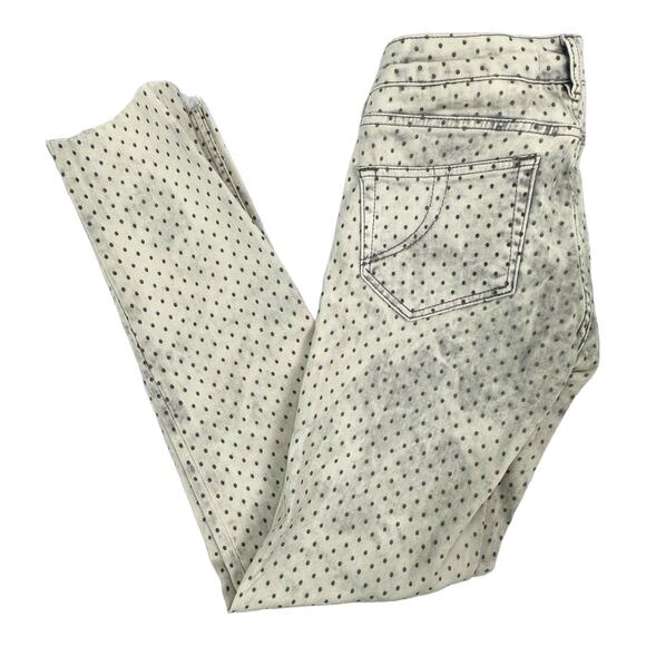 Maje grey mid-rise polka dot skinny women's jeans faded casual retro size medium - Picture 3 of 6